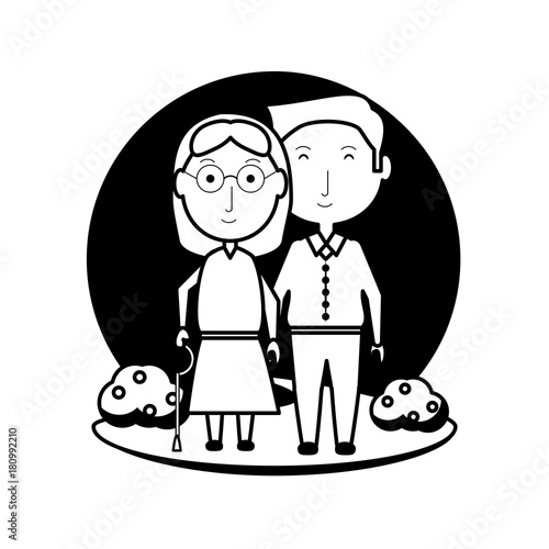 cartoon eldery couple icon over white background vector illustration