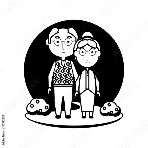 cartoon eldery couple icon over white background vector illustration
