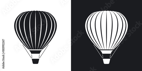 Vector hot air balloon icon. Two-tone version on black and white background