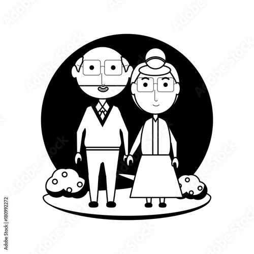 cartoon eldery couple icon over white background vector illustration