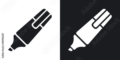 Vector highlighter icon. Two-tone version on black and white background