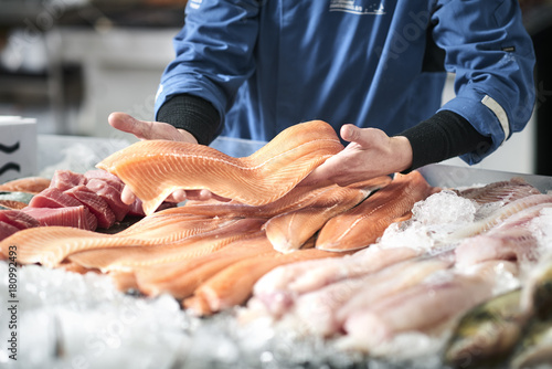 fresh fish in a fishshop photo