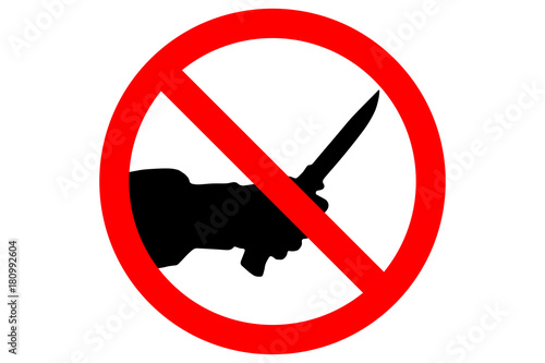 STOP KILLING sign. Silhouette of human hand with killing knife. Vector.