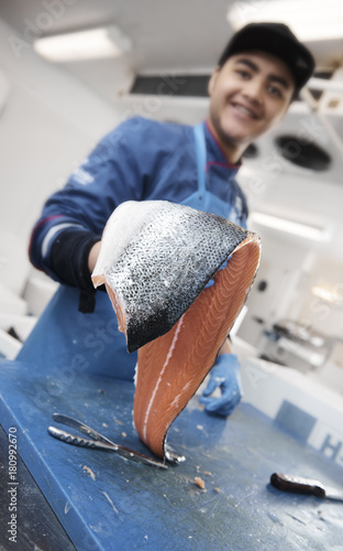 fresh fish in a fishshop photo