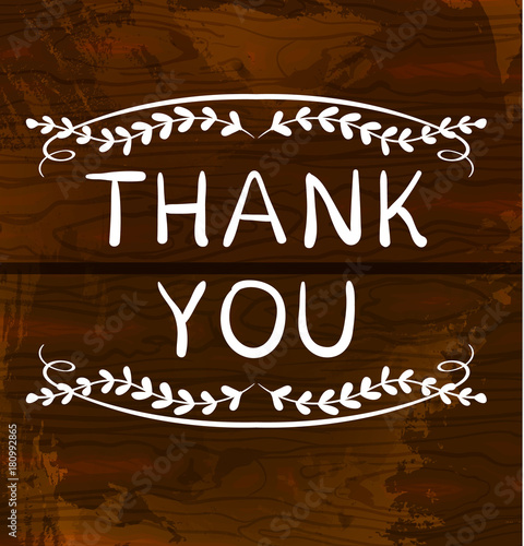 THANK YOU card templates. Big thanks. VECTOR handwritten words. White lines on textured background photo