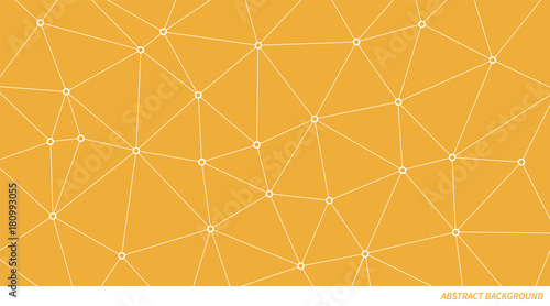 Abstract vector connection triangle pattern. Geometric polygonal network background. Yellow and white infographic illustration for business project, template, web design, science