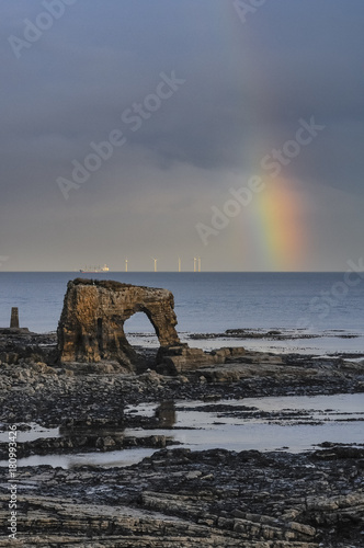 Looking North Towards a Rainbow Over Blyth's New Wind Turbines © James