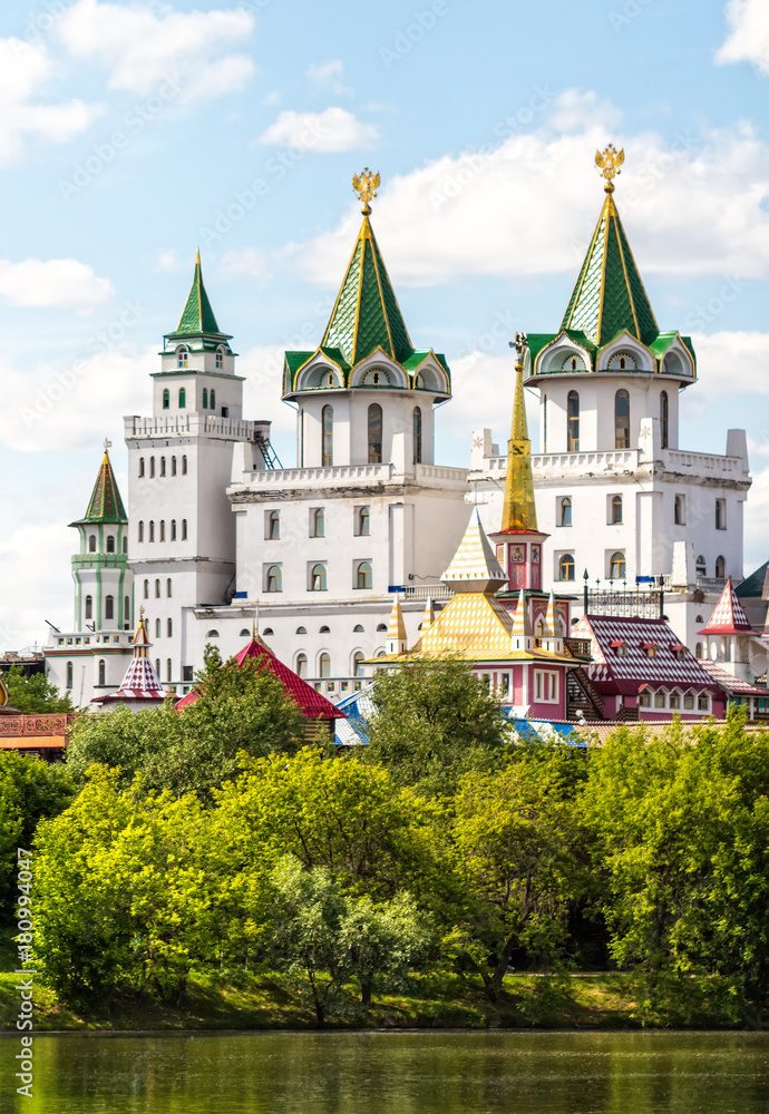 Fragment of the modern Izmailovo Kremlin, a stylized ancient Russian architecture.