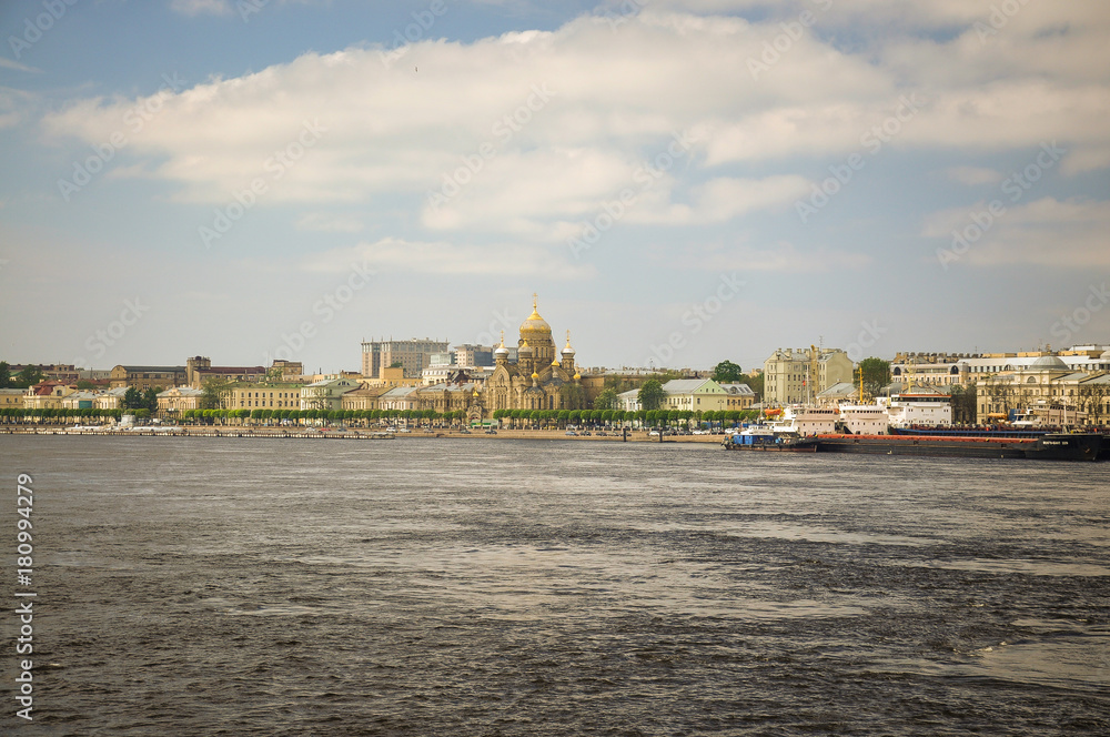 Санкт-Петербург, Питер, река, церковь, лето, небо, город