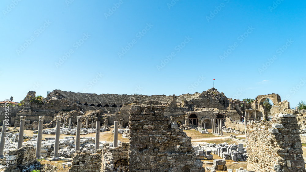 ruins of an ancient greek amphitheatre in Turkey