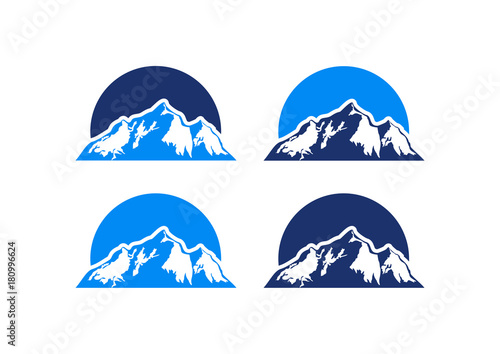 Night High Mountain Peak Illustration Logo Silhouette