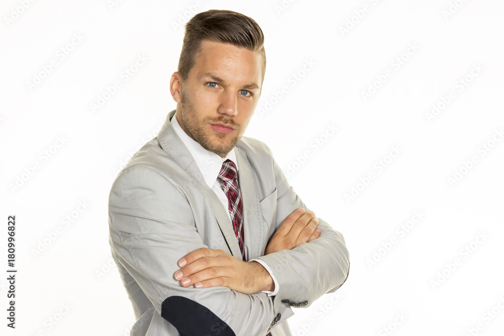 manager in front of white background