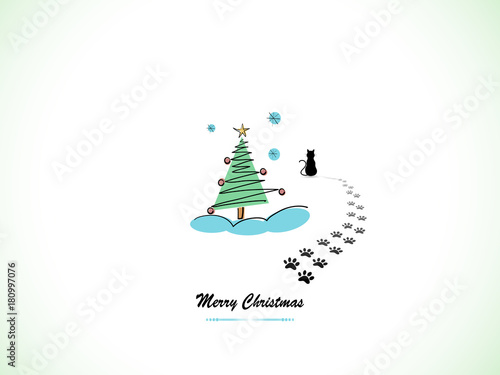 Christmas cat and tree