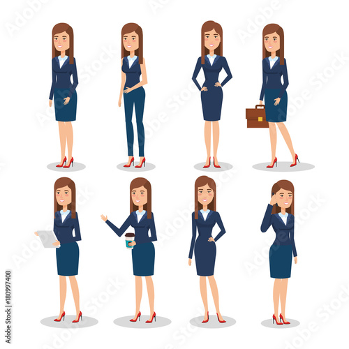 elegant business woman in different pose