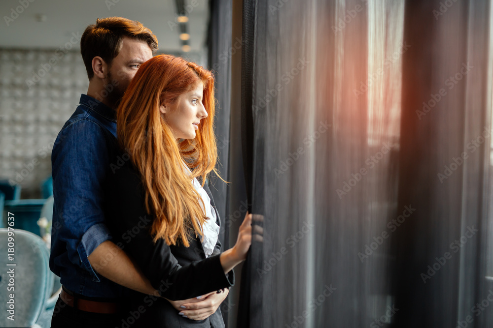 Romantic couple enjoying sunset Romantic couple enjoying sunset
