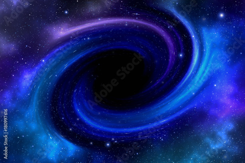 Black hole with stars and nebula somewhere in deep space