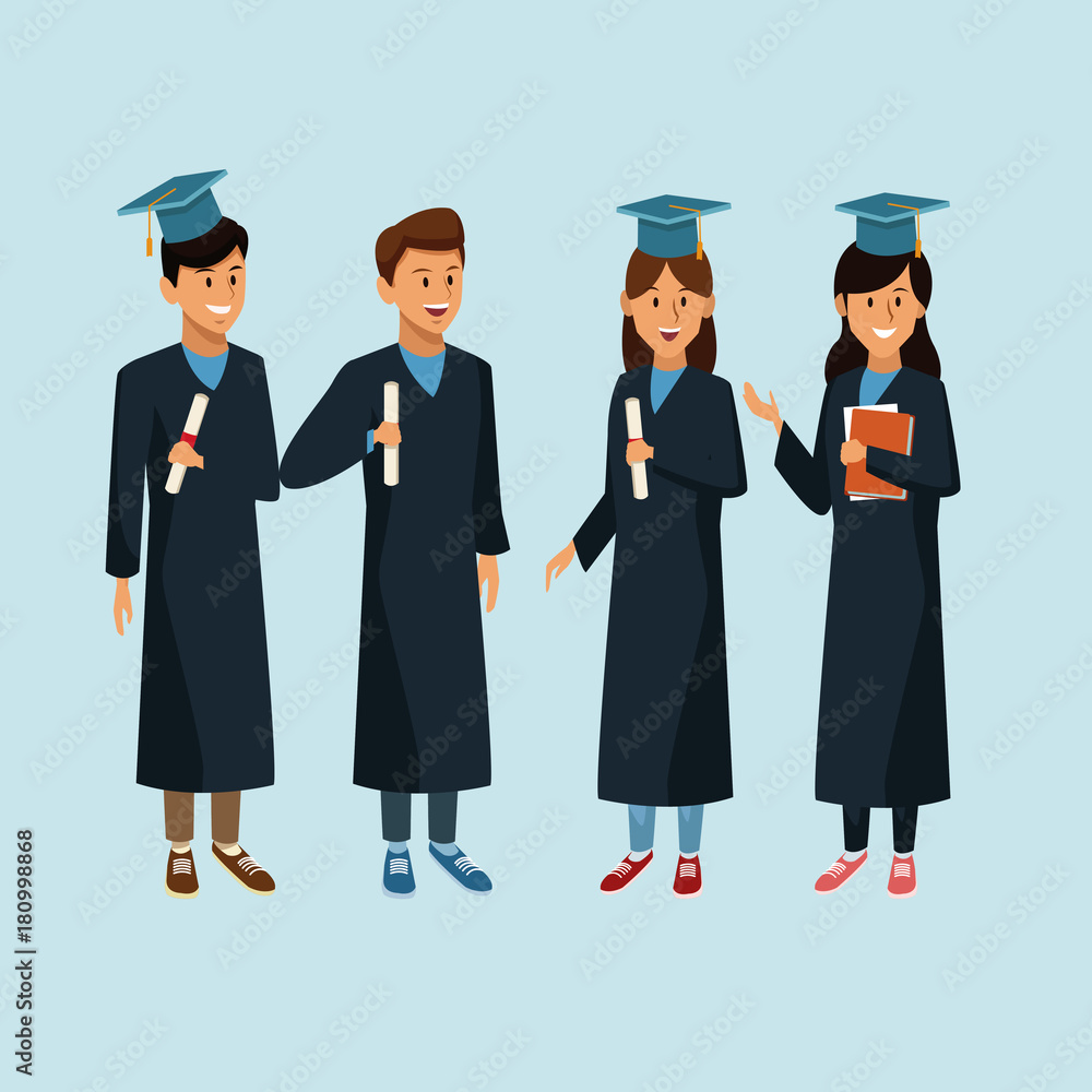 Students in robe cartoon