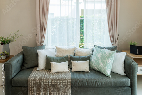 Classic vintage style furniture set in a living room. Interior of living room in house.