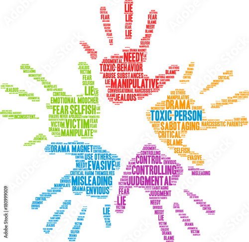 Toxic Person Word Cloud on a white background. 