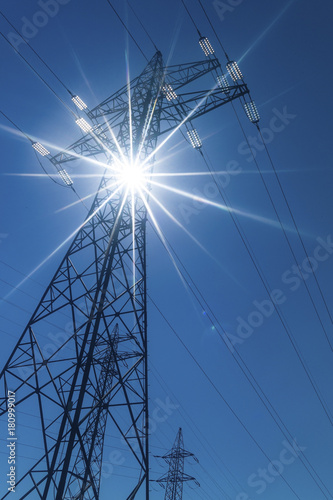 electricity pylon in backlight