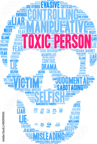 Toxic Person Word Cloud on a white background. 