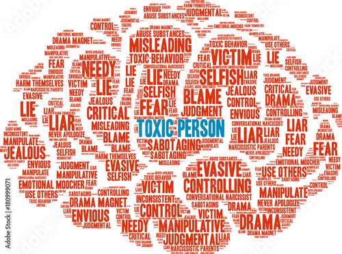 Toxic Person Word Cloud on a white background. 