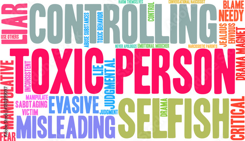 Toxic Person Word Cloud on a white background. 