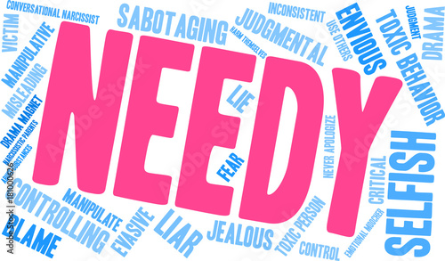 Needy Word Cloud on a white background. 