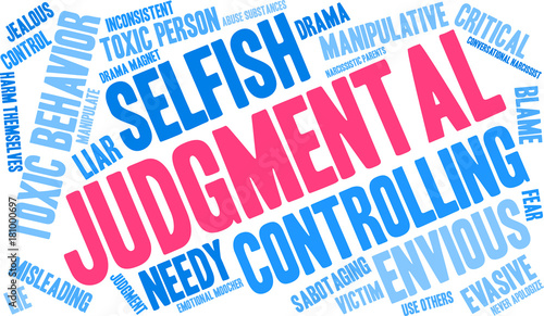 Judgmental Word Cloud on white background. 