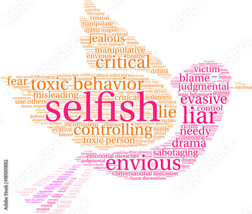 Selfish Word Cloud on a white background.