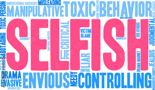 Selfish Word Cloud on a white background.