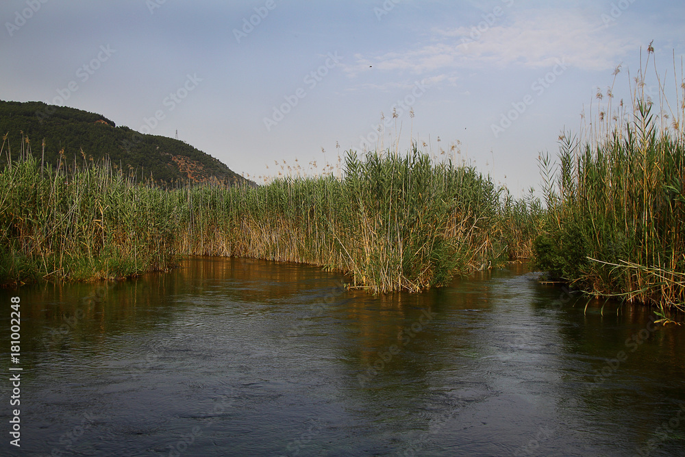 Fototapeta premium Akyaka village passing through the river