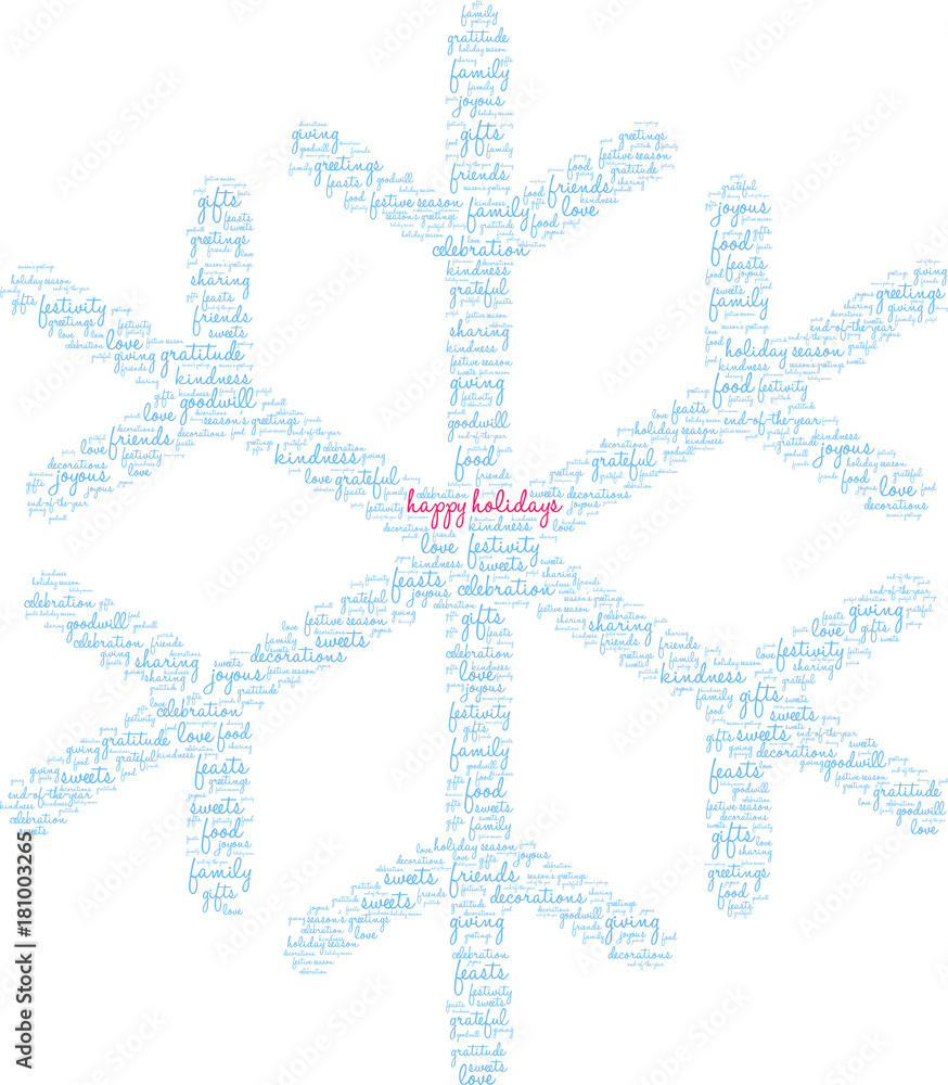 Happy Holidays Word Cloud on a white background. 