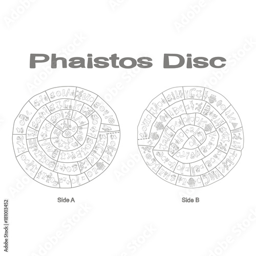 monochrome vector illustration with Phaistos disc for your design