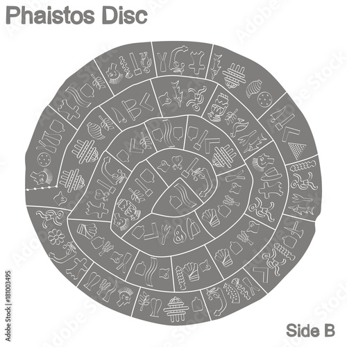 monochrome vector illustration with Phaistos disc for your design