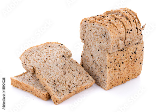 whole wheat bread isolated on white background