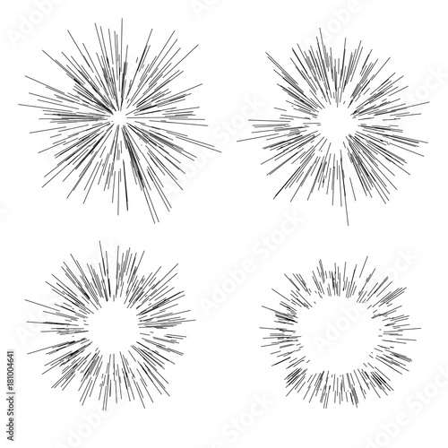 Sun burst  star burst sunshine. Radiating from the center of thin beams  lines. Dynamic style. Abstract explosion  speed motion