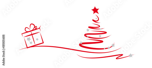 roter weihnachtsbaum mit geschenk