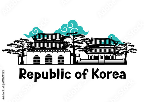 Korea background design. Korean traditional symbols and objects