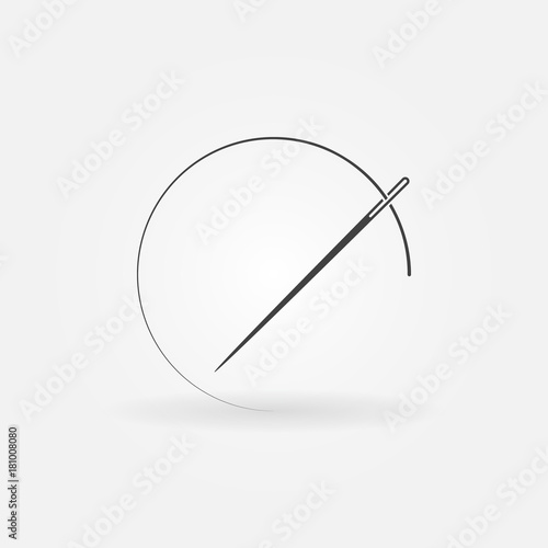 Needle and thread round concept icon