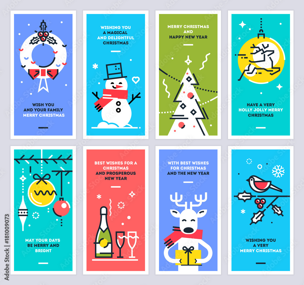 Super set of Christmas and New Year cards. Collection of xmas thin line design templates for print or web. Vector illustration. Super set of Christmas and New Year cards. Collection of xmas thin line design templates for print or web. Vector illustration.