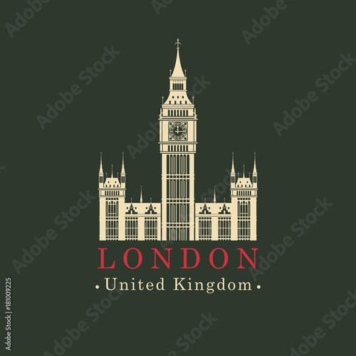 Vector travel banner. The Big Ben in London, Palace of Westminster, United Kingdom. UK landmark