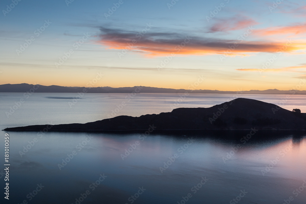 Sunset on lake Titicaca in Bolivia
