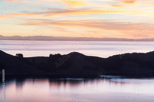 Sunset on lake Titicaca in Bolivia
