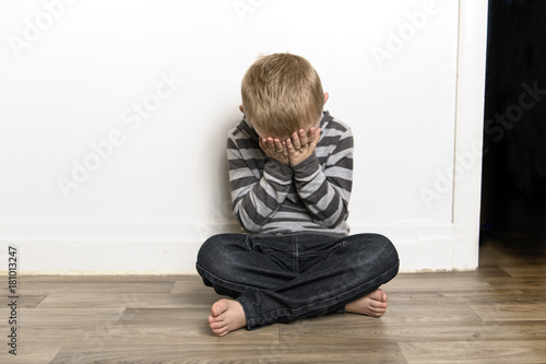 Upset problem child concept for bullying, depression stress