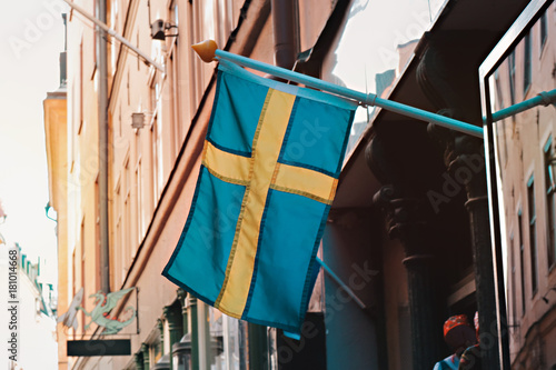 sweden flag in stockholm, gamla stan © tschumi97