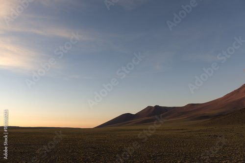 Sunset landscape at the Atacama desert near Salar de aguas calientes