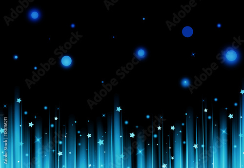 Fototapeta Naklejka Na Ścianę i Meble -  Blue glitter sparkles rays lights bokeh and star festive elegant abstract background.  Screen mode. footer design