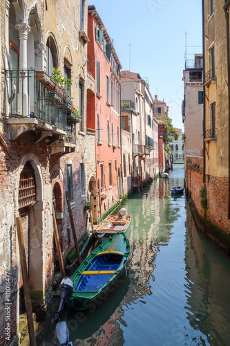 Beautiful view of water street and old buildings in Venice, ITALY