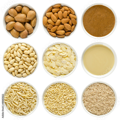 Принти на полотні Almonds in white bowls